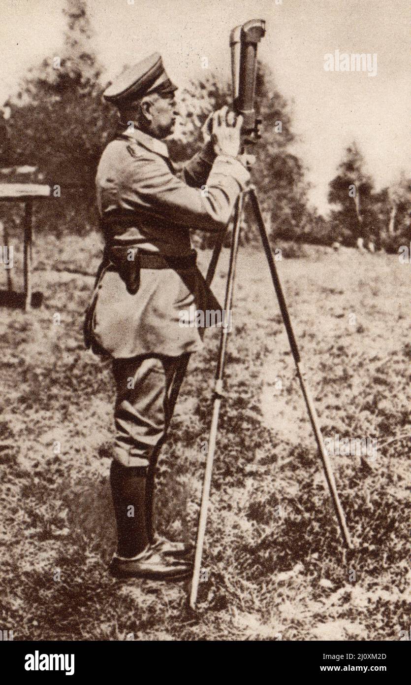 Guerra mondiale del 1st; generale tedesco Alexander von Linsengen comandante dell'esercito del Sud in Galizia, 1915. Fotografia in bianco e nero Foto Stock
