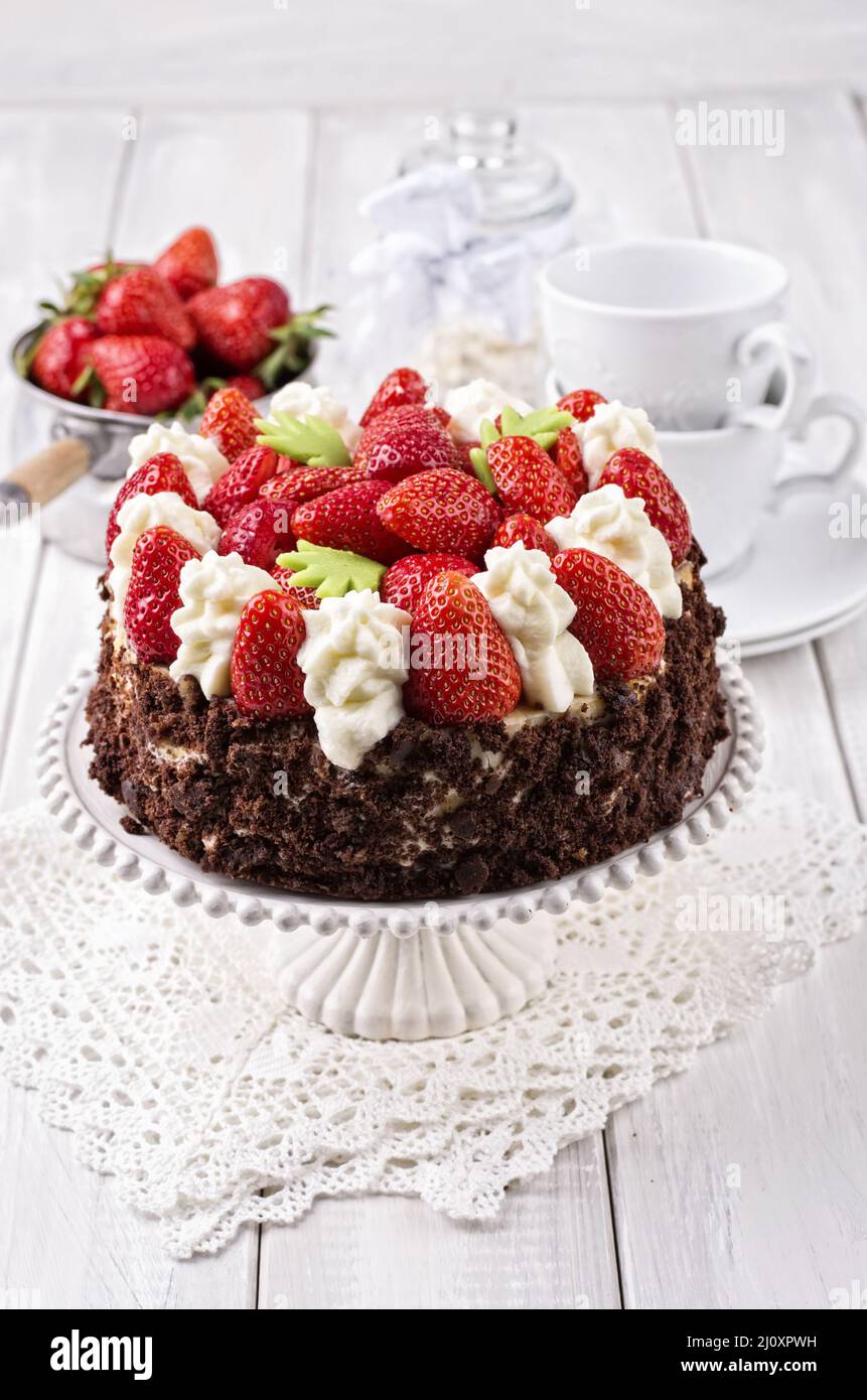 Torta di fragole Foto Stock