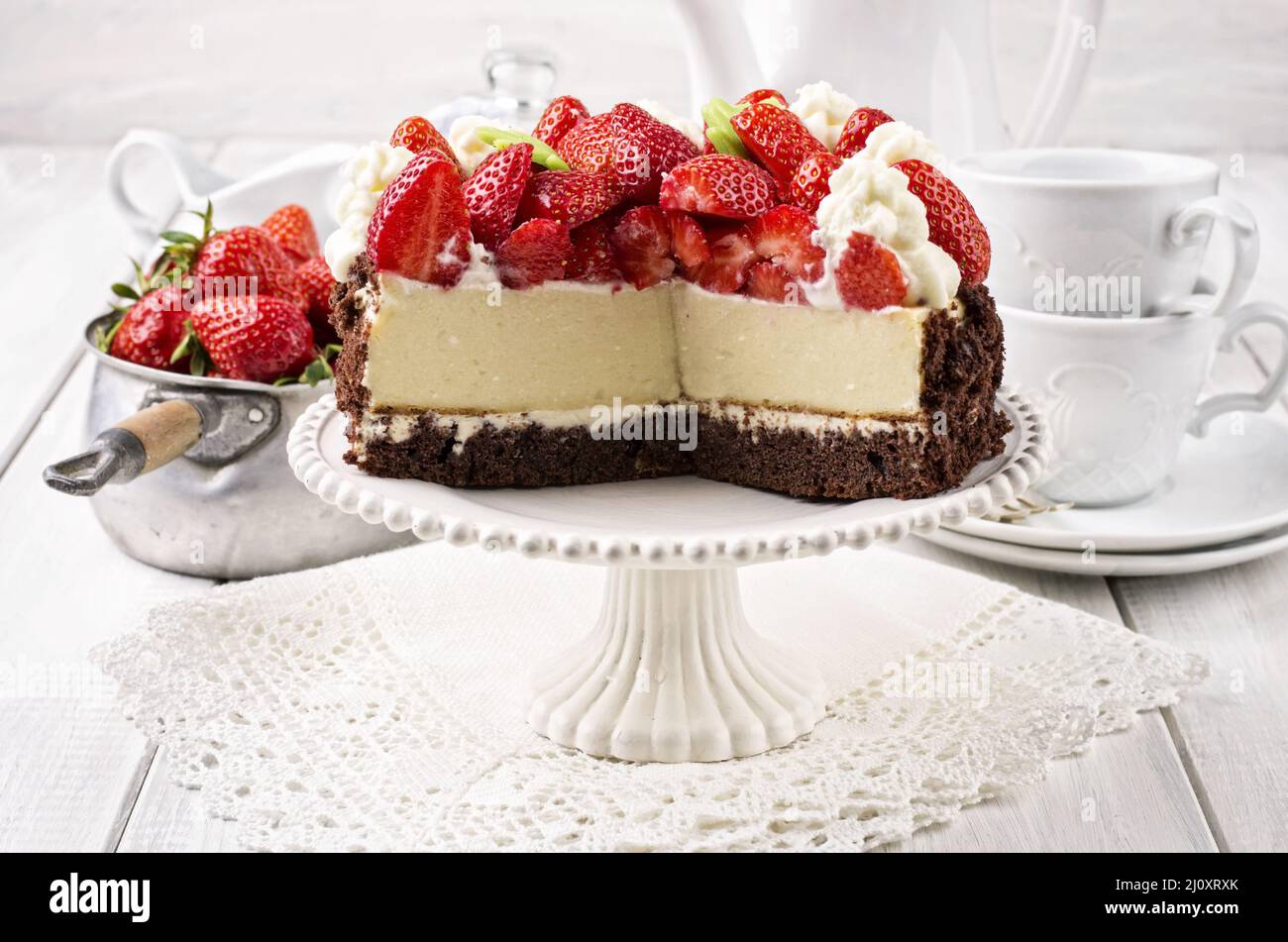 Fragola torta di formaggio Foto Stock