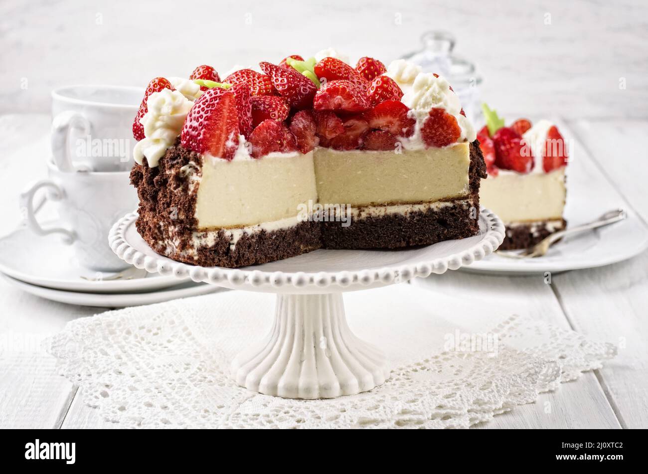 Fragola torta di formaggio Foto Stock