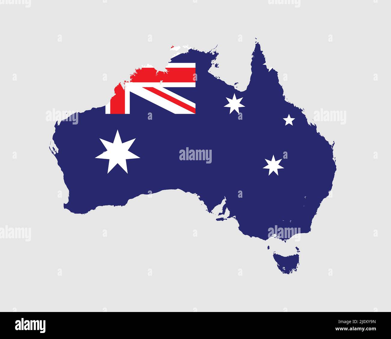 Bandiera australiana della mappa. Australia sulla mappa con bandiera del paese Australia. Illustrazione vettoriale. Illustrazione Vettoriale