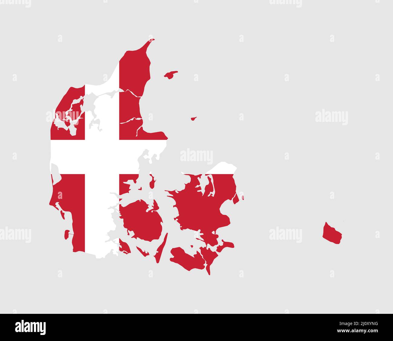 Bandiera della mappa della Danimarca. Mappa danese con la bandiera del paese di Dane. Illustrazione vettoriale. Illustrazione Vettoriale