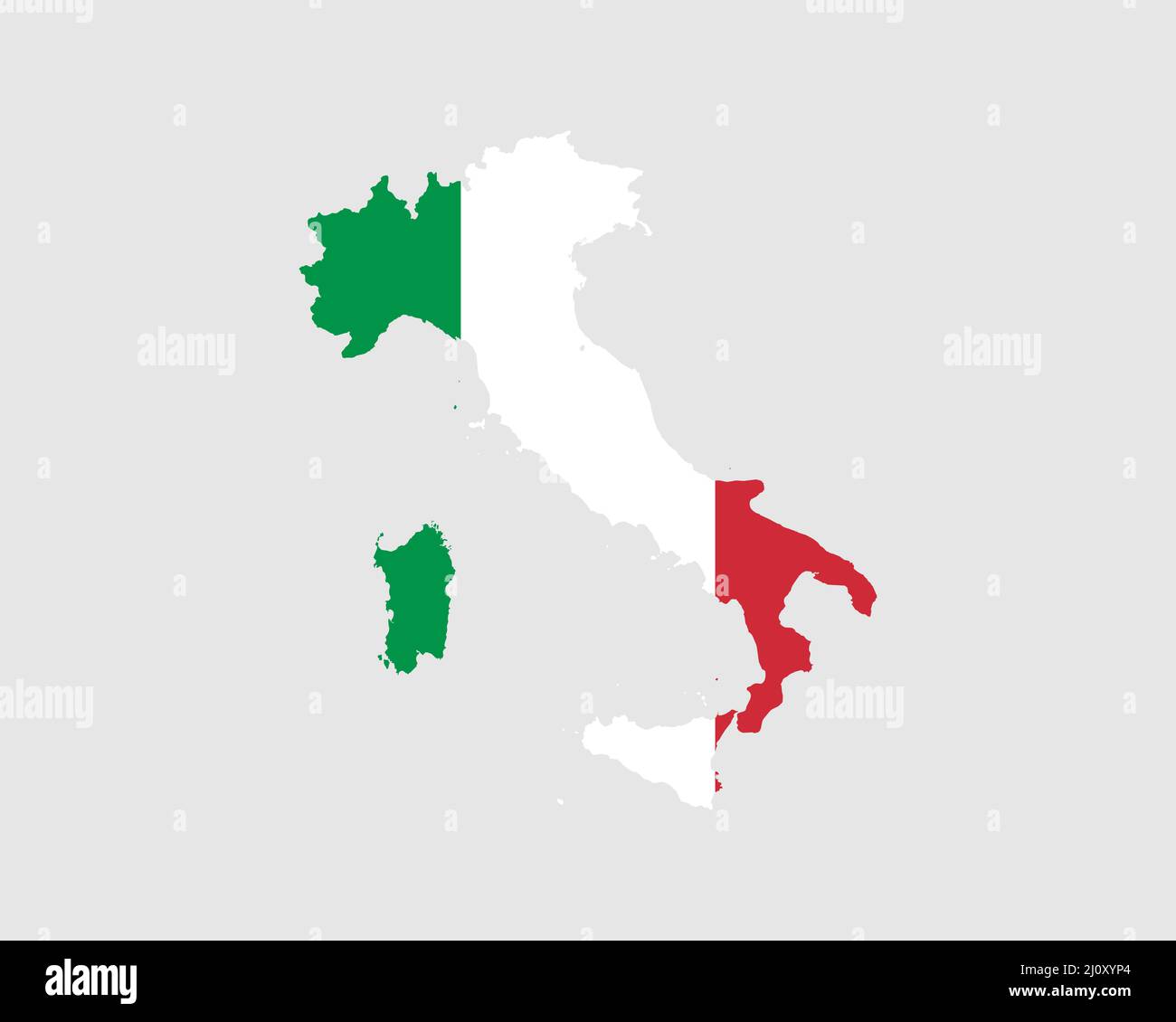 Bandiera della mappa dell'Italia. Carta della Repubblica Italiana con il banner del Paese Italiano. Illustrazione vettoriale. Illustrazione Vettoriale