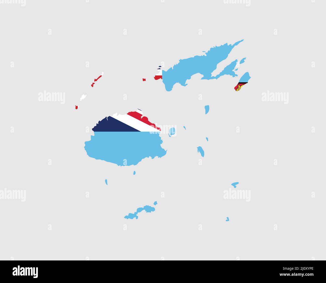 Fiji Map Flag. Mappa delle Figi con la bandiera del paese delle Figi. Illustrazione vettoriale. Illustrazione Vettoriale