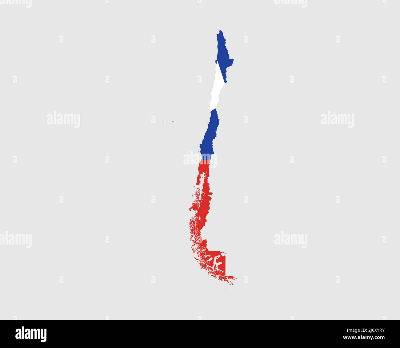 Bandiera della mappa del Cile. Mappa del Cile con la bandiera del Paese Cileno. Illustrazione vettoriale. Illustrazione Vettoriale