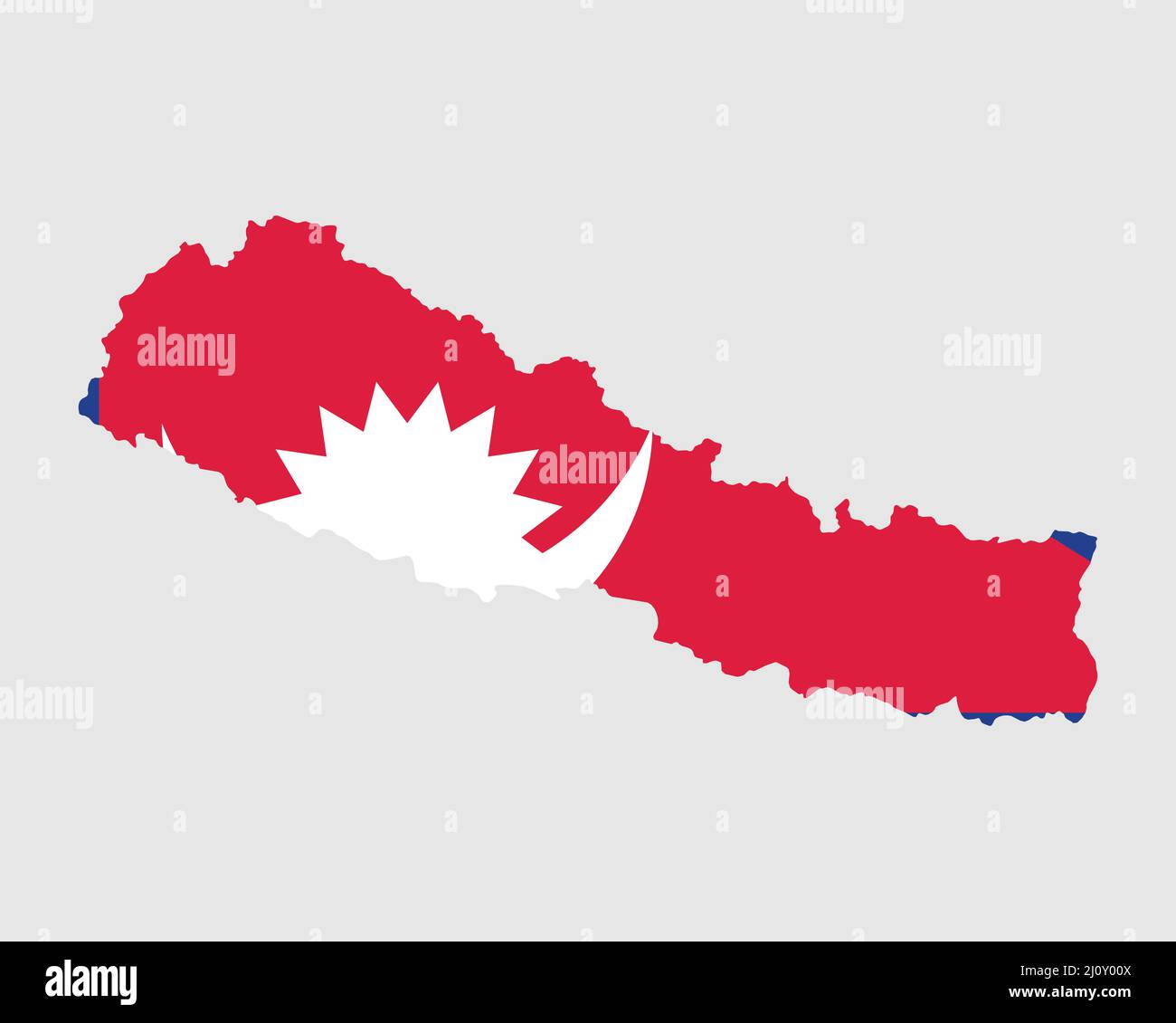 Nepal Flag Map. Carta della Repubblica Federale Democratica del Nepal con la bandiera del Paese Nepalese. Illustrazione vettoriale. Illustrazione Vettoriale