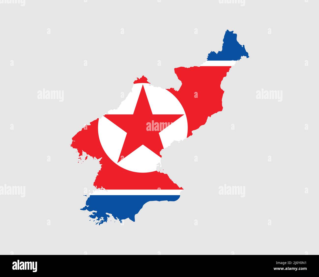 Mappa della bandiera della Corea del Nord. Mappa della Repubblica popolare Democratica di Corea con la bandiera della Corea del Nord. Illustrazione vettoriale. Illustrazione Vettoriale