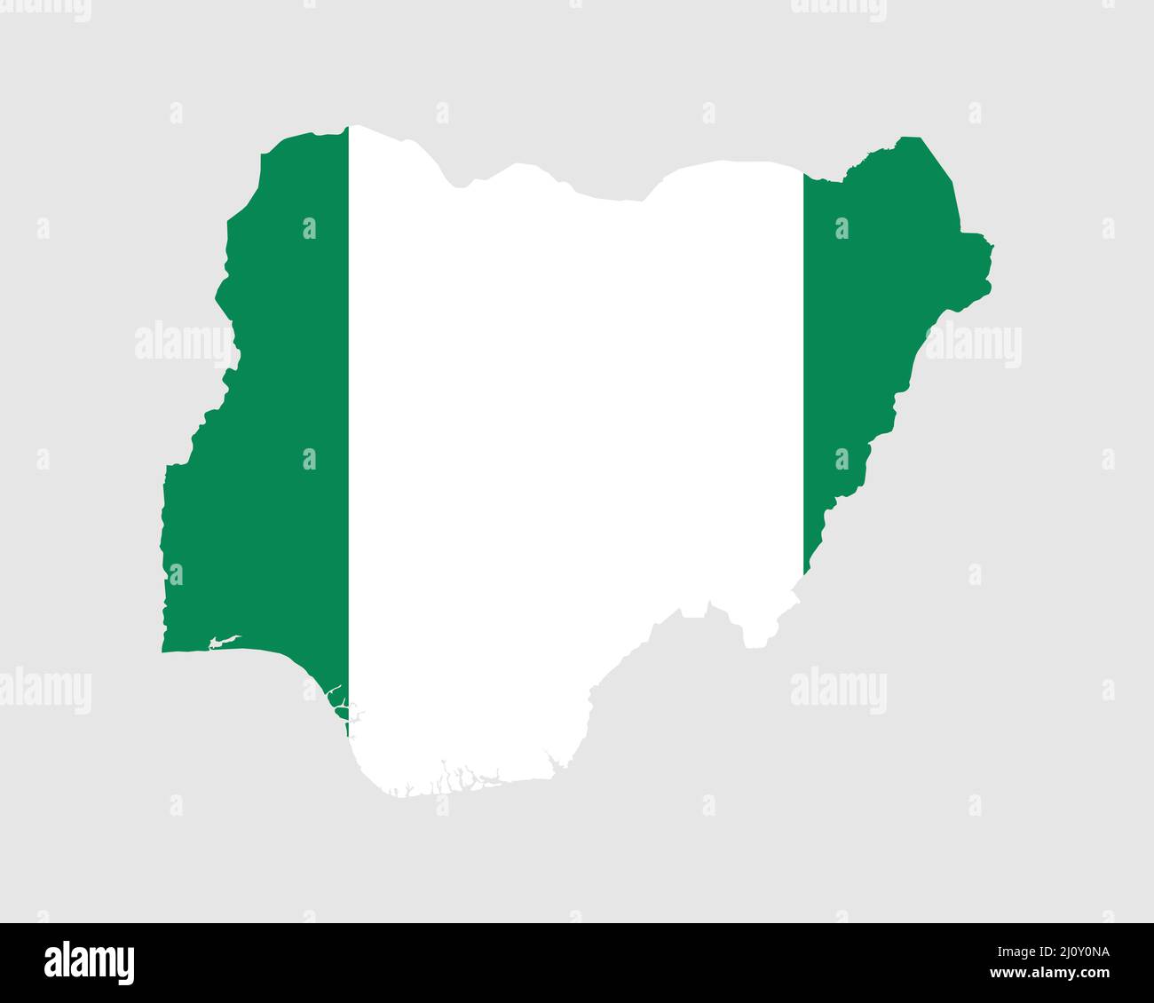 Mappa della bandiera della Nigeria. Carta della Repubblica federale di Nigeria con la bandiera nazionale nigeriana. Illustrazione vettoriale. Illustrazione Vettoriale