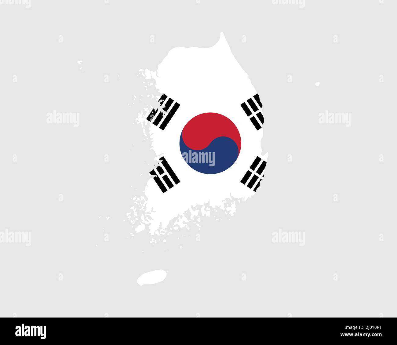 Mappa della bandiera della Corea del Sud. Mappa della Repubblica di Corea con la bandiera coreana. Illustrazione vettoriale. Illustrazione Vettoriale