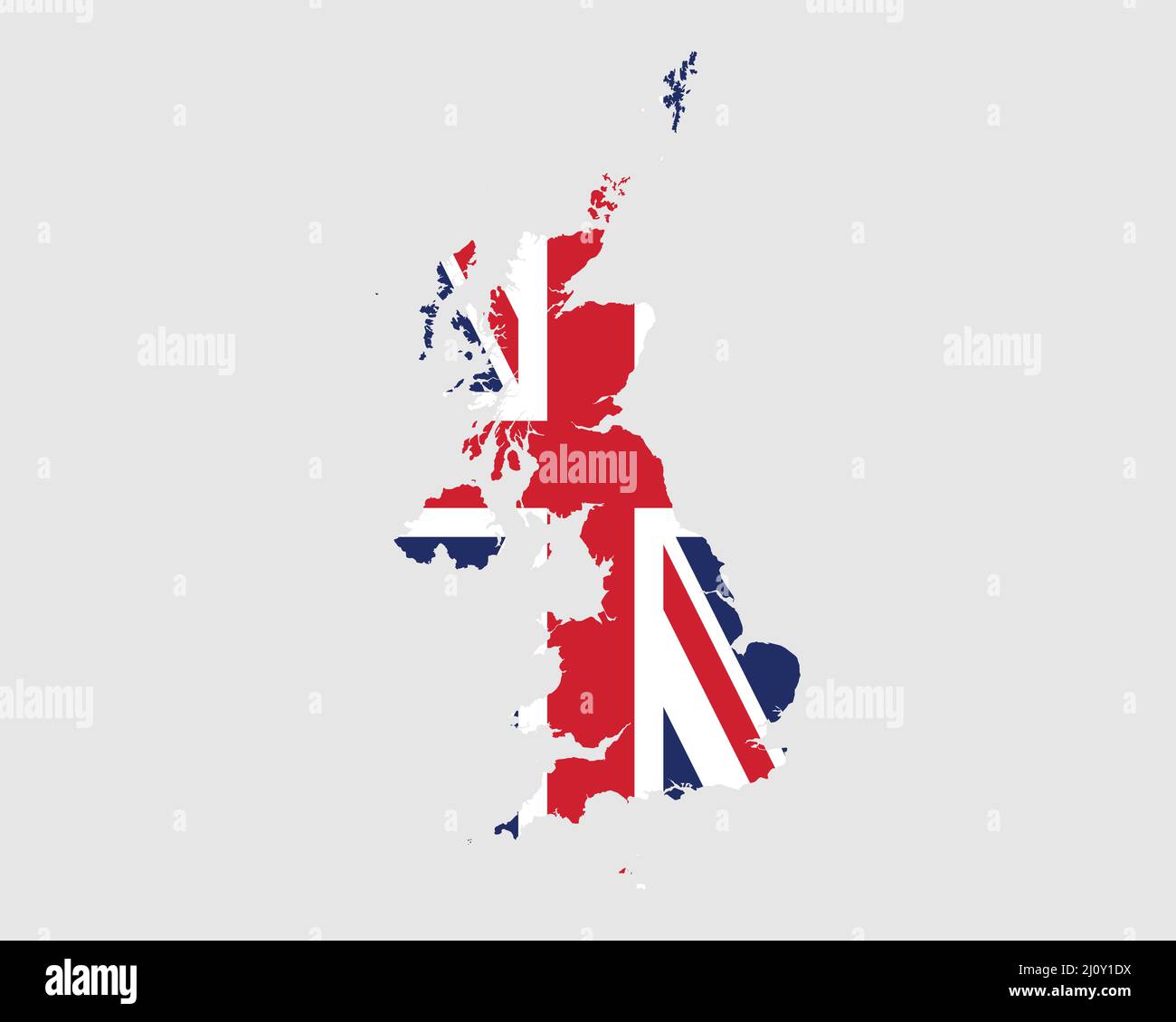 Mappa della bandiera del Regno Unito. Mappa del Regno Unito di Gran Bretagna e Irlanda del Nord con la bandiera britannica. Illustrazione vettoriale. Illustrazione Vettoriale