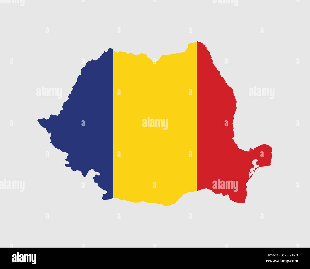 Mappa bandiera Romania. Mappa della Romania con la bandiera rumena del paese. Illustrazione vettoriale. Illustrazione Vettoriale