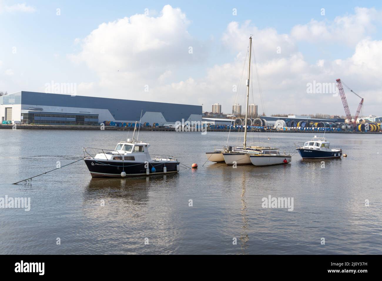 Shepherd Offshore, Wallsend, Regno Unito, che lavora nel settore del petrolio e del gas naturale, in un momento in cui il governo cerca di garantire le forniture di energia per il Regno Unito. Foto Stock
