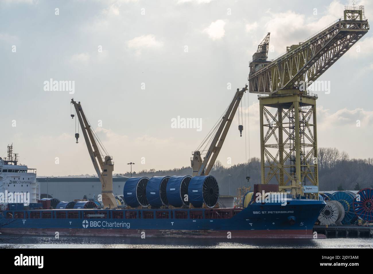 Shepherd Offshore, Wallsend, Regno Unito, che lavora nel settore del petrolio e del gas naturale, in un momento in cui il governo cerca di garantire le forniture di energia per il Regno Unito. Foto Stock