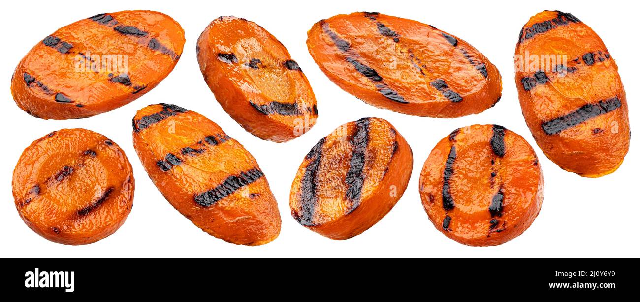 Carota alla griglia isolata su sfondo bianco Foto Stock