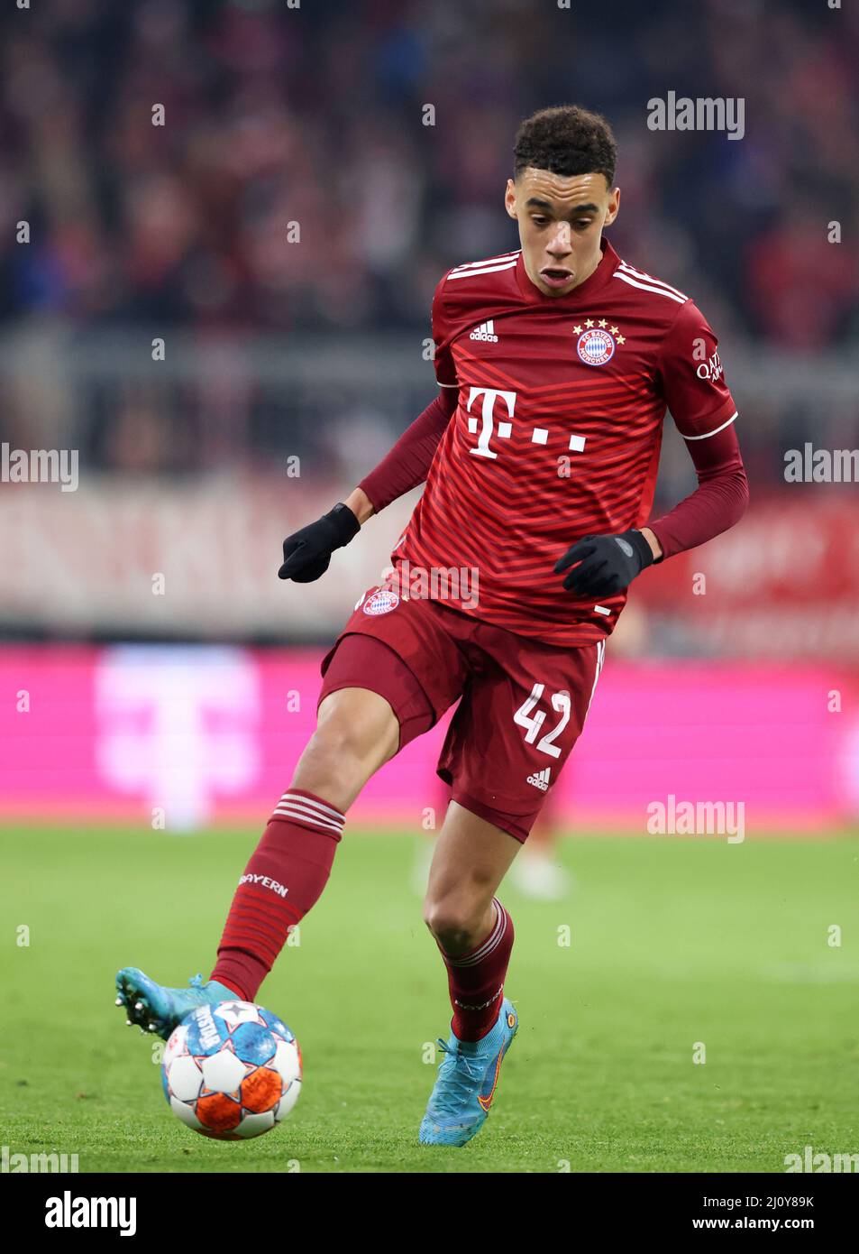 Jamal Musiala del Bayern Muenchen FC Bayern MŸnchen Union Berlin 1. Fussball Bundesliga Saison 2021 / 2022 19.3.2022 © diebilderwelt / Alamy Stock Foto Stock