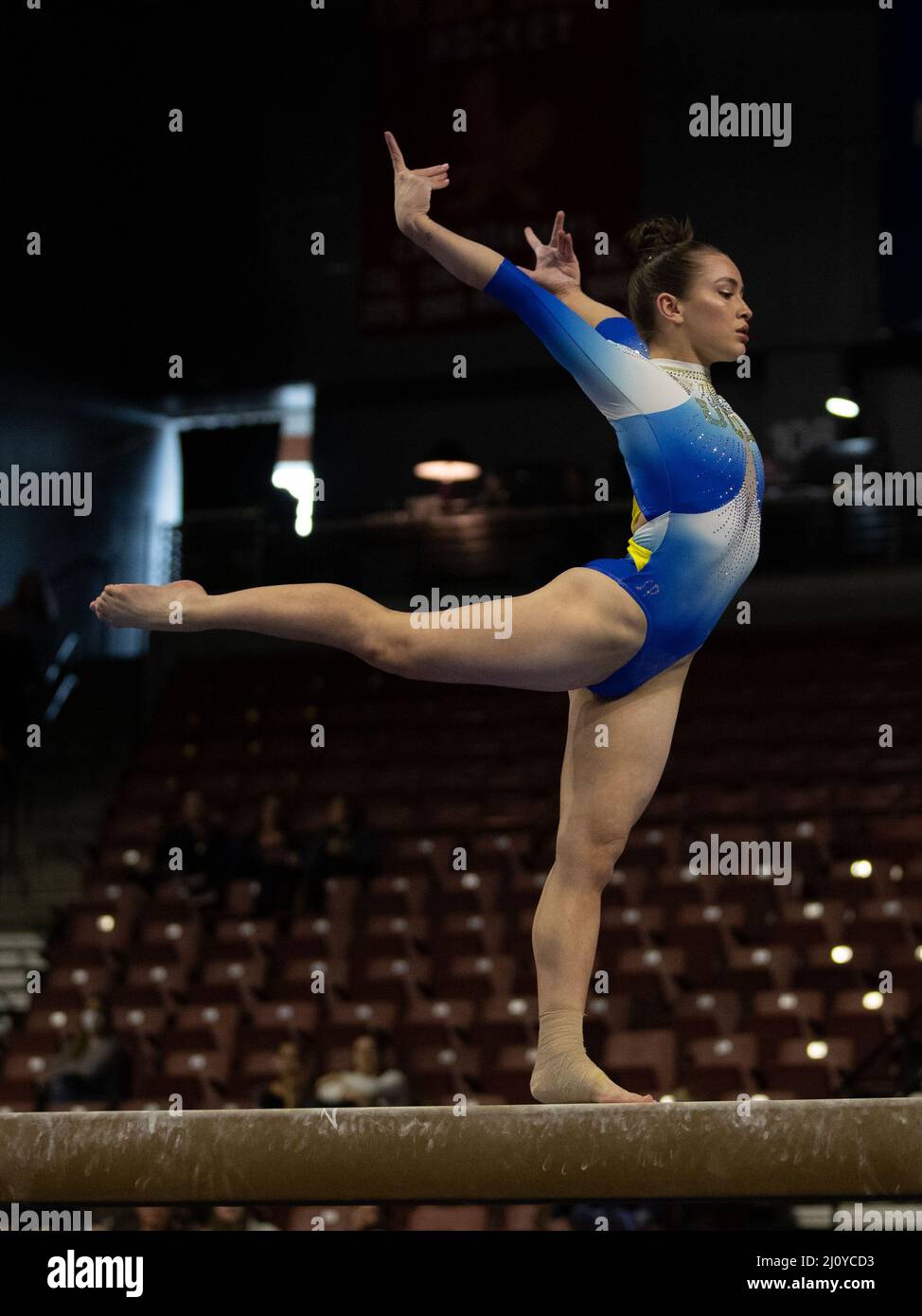 19 marzo 2022: La ginnastica UCLA Norah Flatley compete durante i Campionati di ginnastica femminile 2022 PAC-12. Melissa J. Perenson/CSM Foto Stock