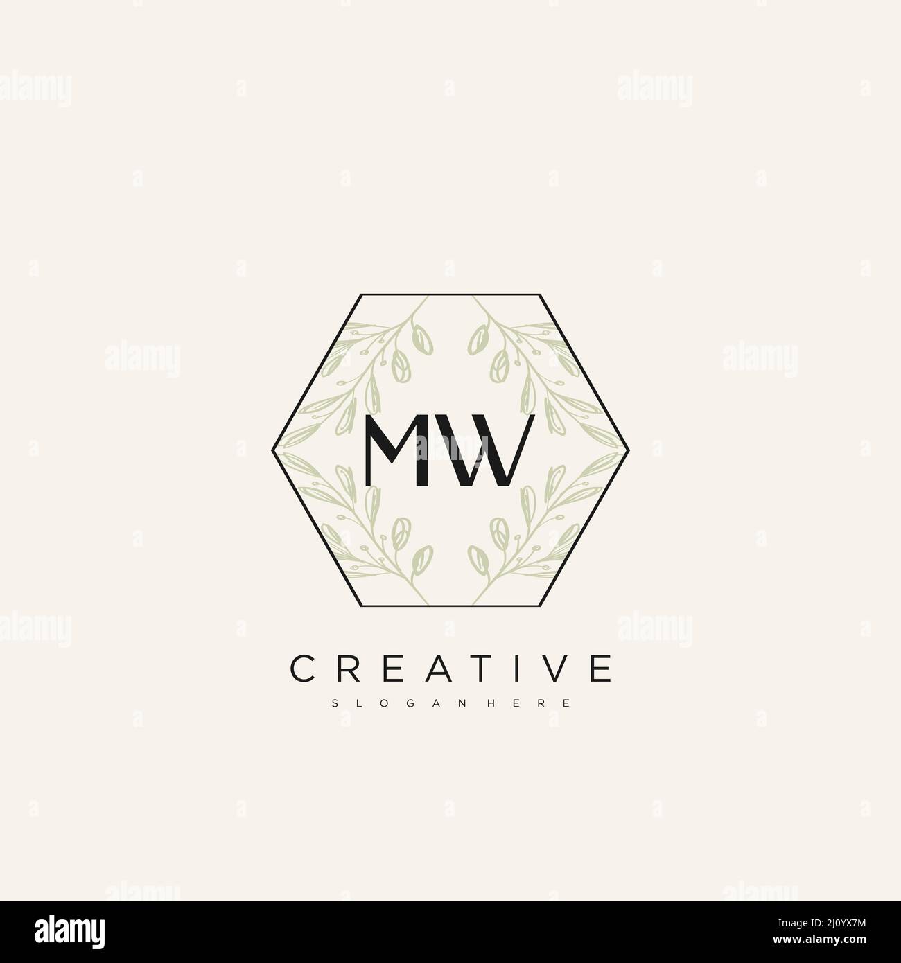 MW Initial Letter Flower Logo Template Vector Premium Vector Illustrazione Vettoriale