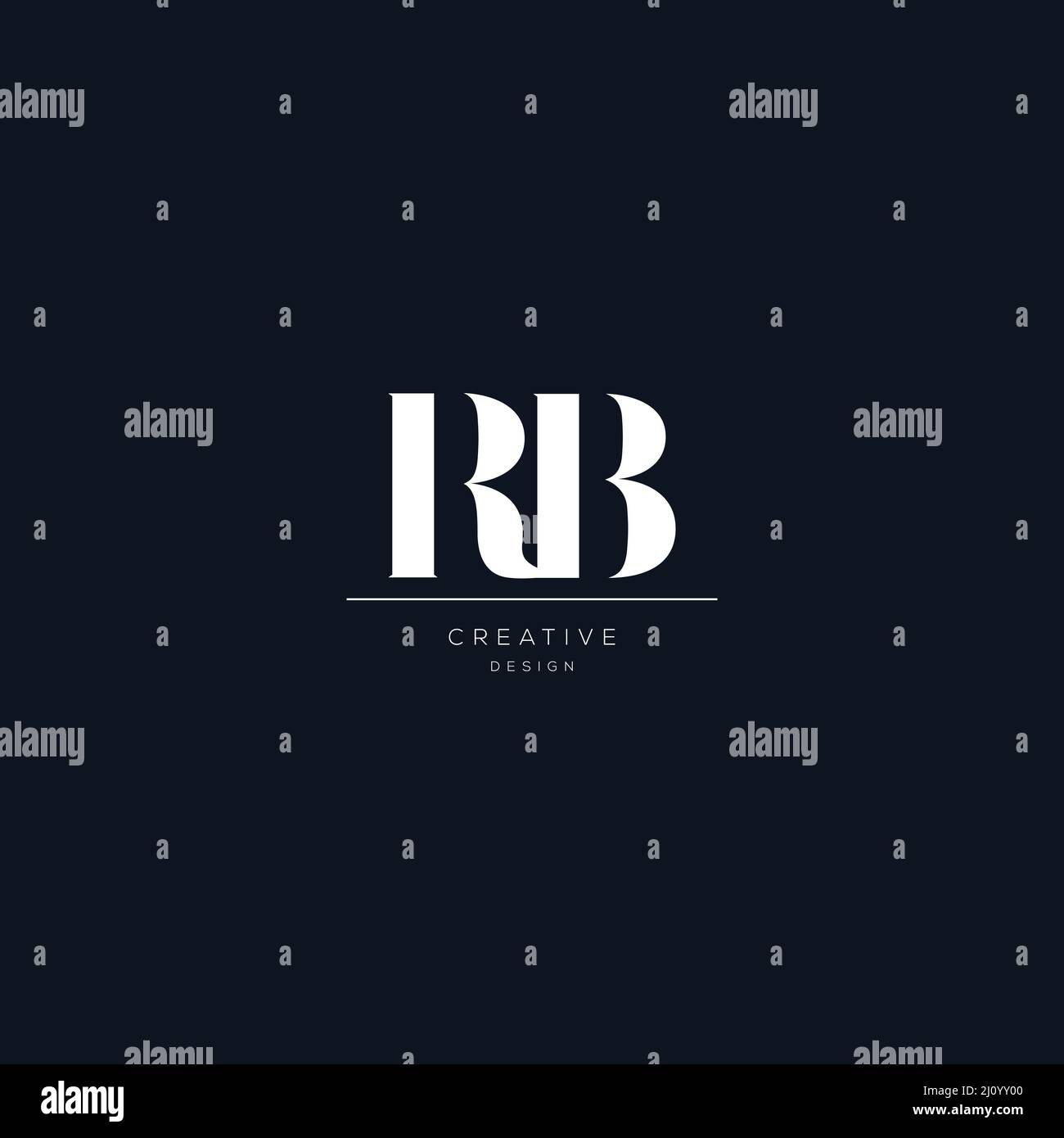 Modello RB letter minimalista con logo Illustrazione Vettoriale