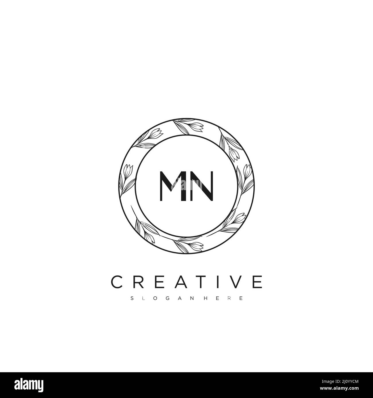 MN Initial Letter Flower Logo Template vettore premium Illustrazione Vettoriale