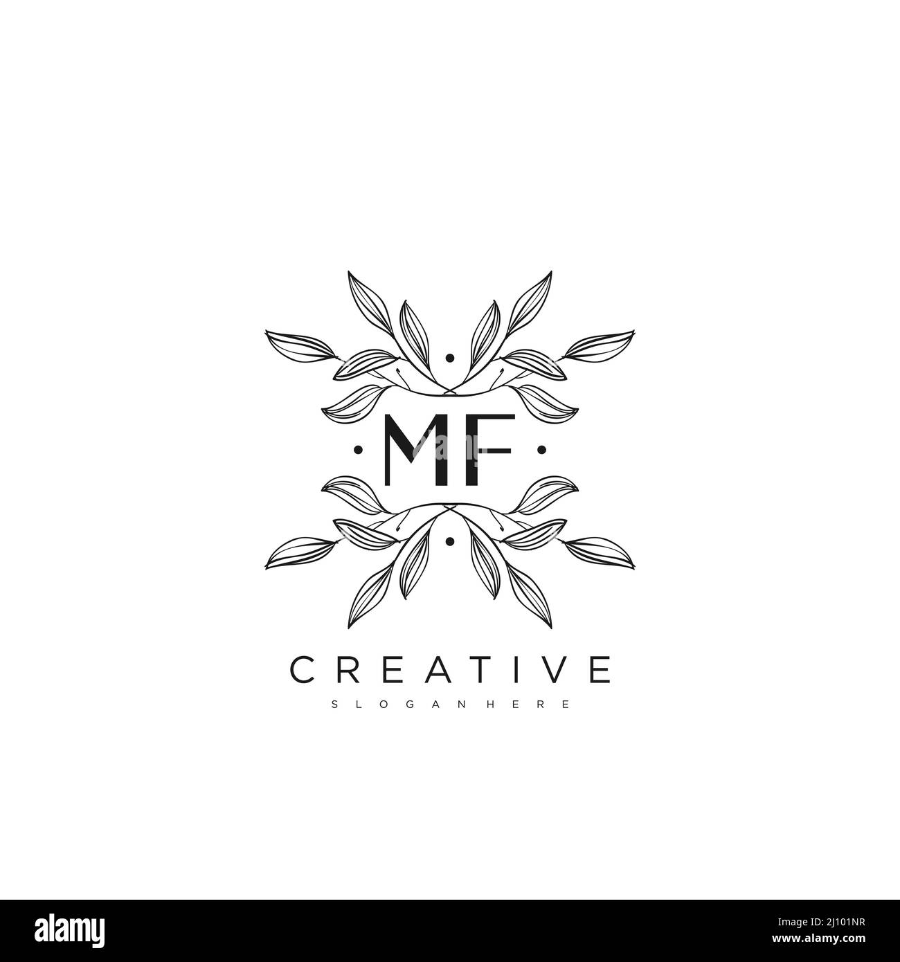 MF Initial Letter Flower Logo Template vettore premium Illustrazione Vettoriale