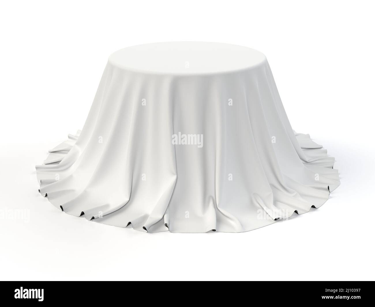 Scatola rotonda rivestita di tessuto bianco Foto Stock