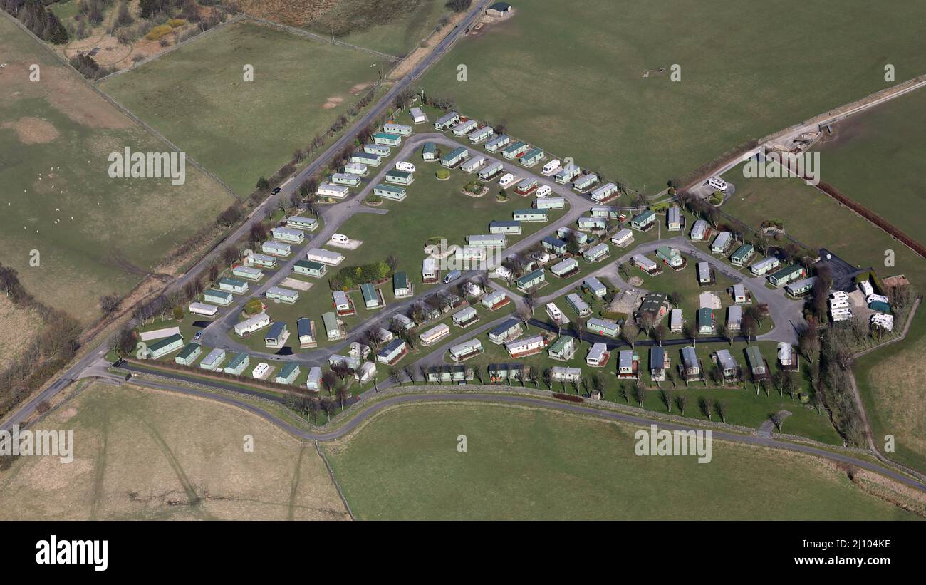 Veduta aerea di un parco di Caravan della banca del Brown, Yorkshire occidentale Foto Stock