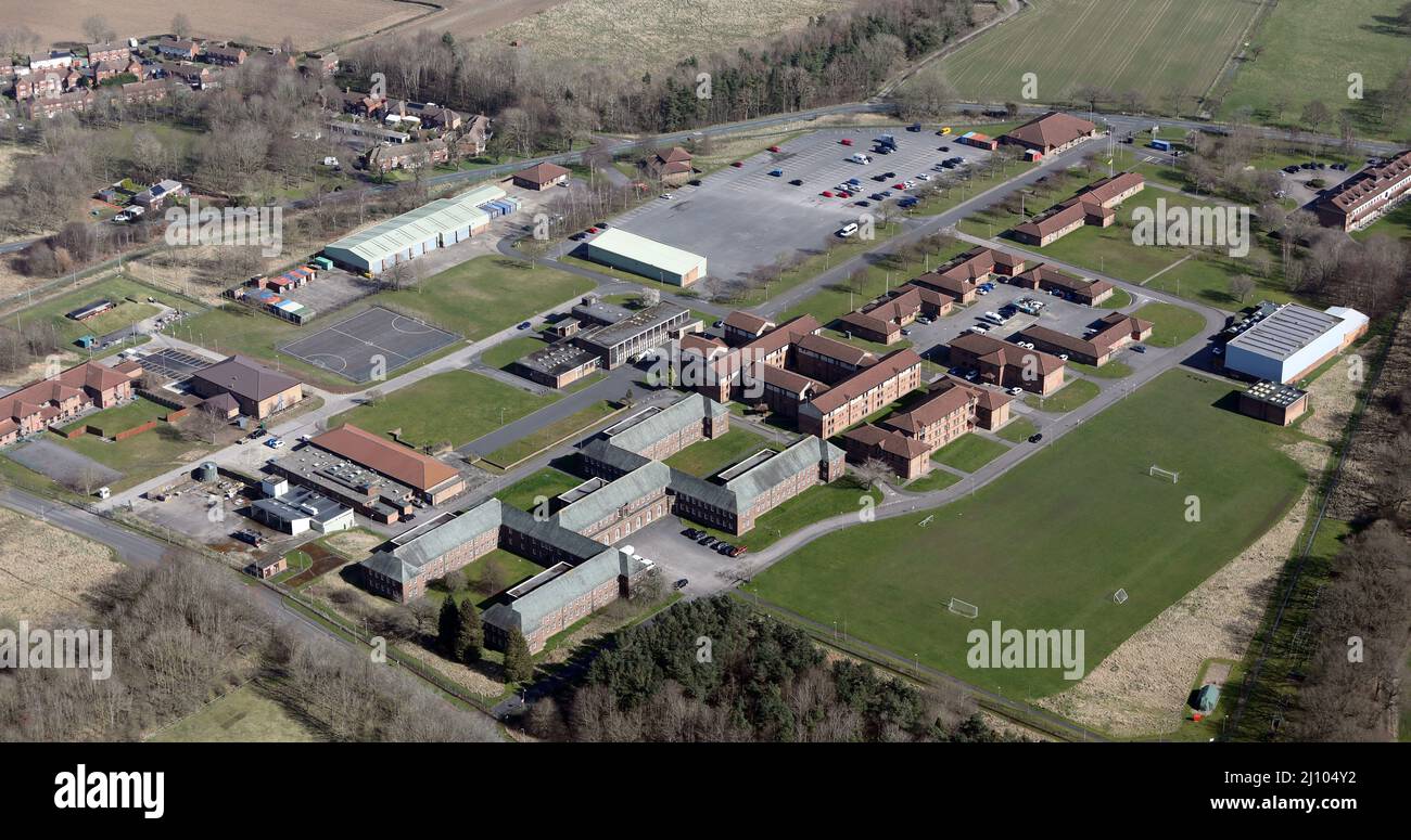 Vista aerea delle caserme militari a Catterick Garrison, North Yorkshire Foto Stock