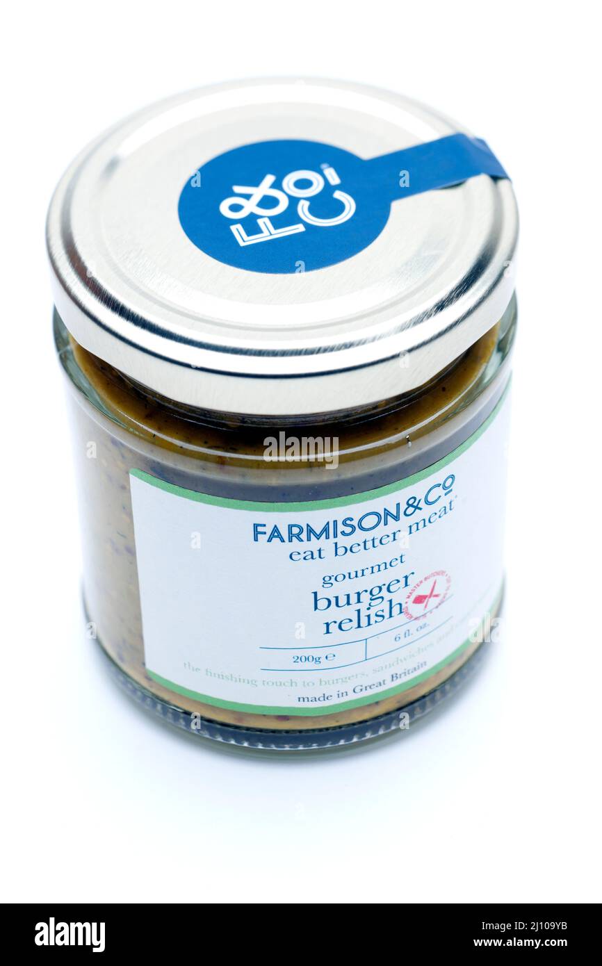 Vaso di Farmison e Co Gourmet Burger Relish Foto Stock