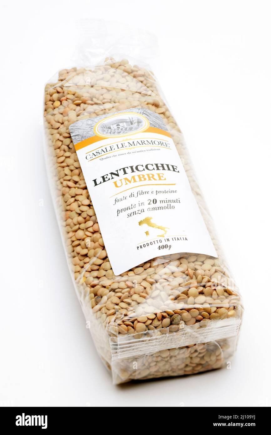 Borsa da 400 grammi di lenticchie umbre Casale le Marmore Foto Stock