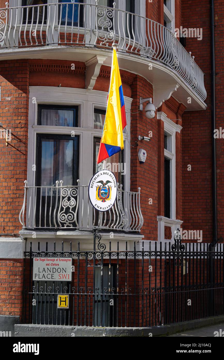 Ambasciata dell'Ecuador, Londra, Inghilterra. Foto Stock