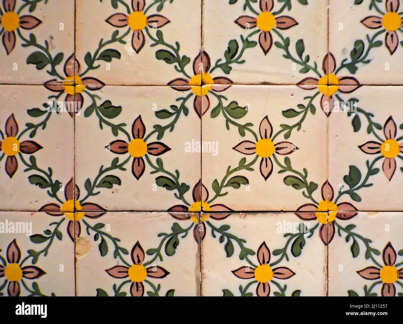 Antico modello di piastrelle, Rio de Janeiro, Brasile Foto Stock