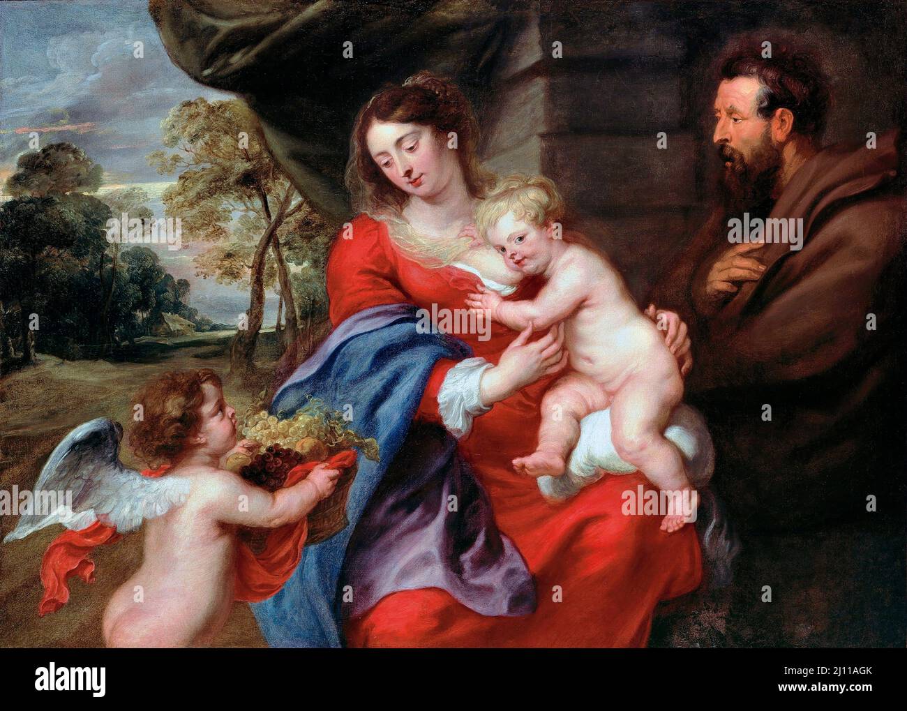 Rubens. Pittura della Sacra Famiglia di Peter Paul Rubens (1577-1640), olio su tela, c.. 1630 Foto Stock