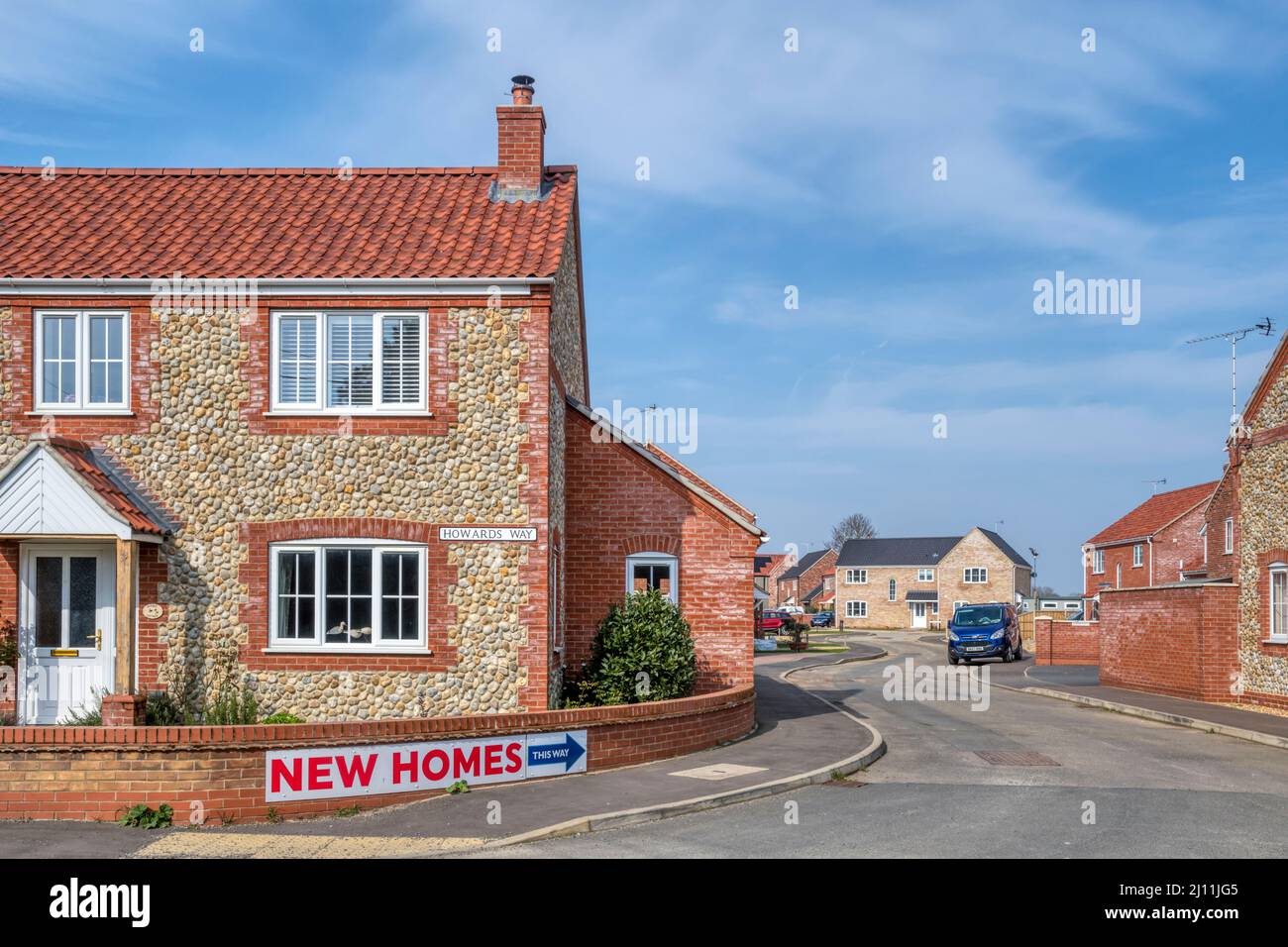 Nuove case in vendita nel villaggio di Norfolk di Gayton. Foto Stock