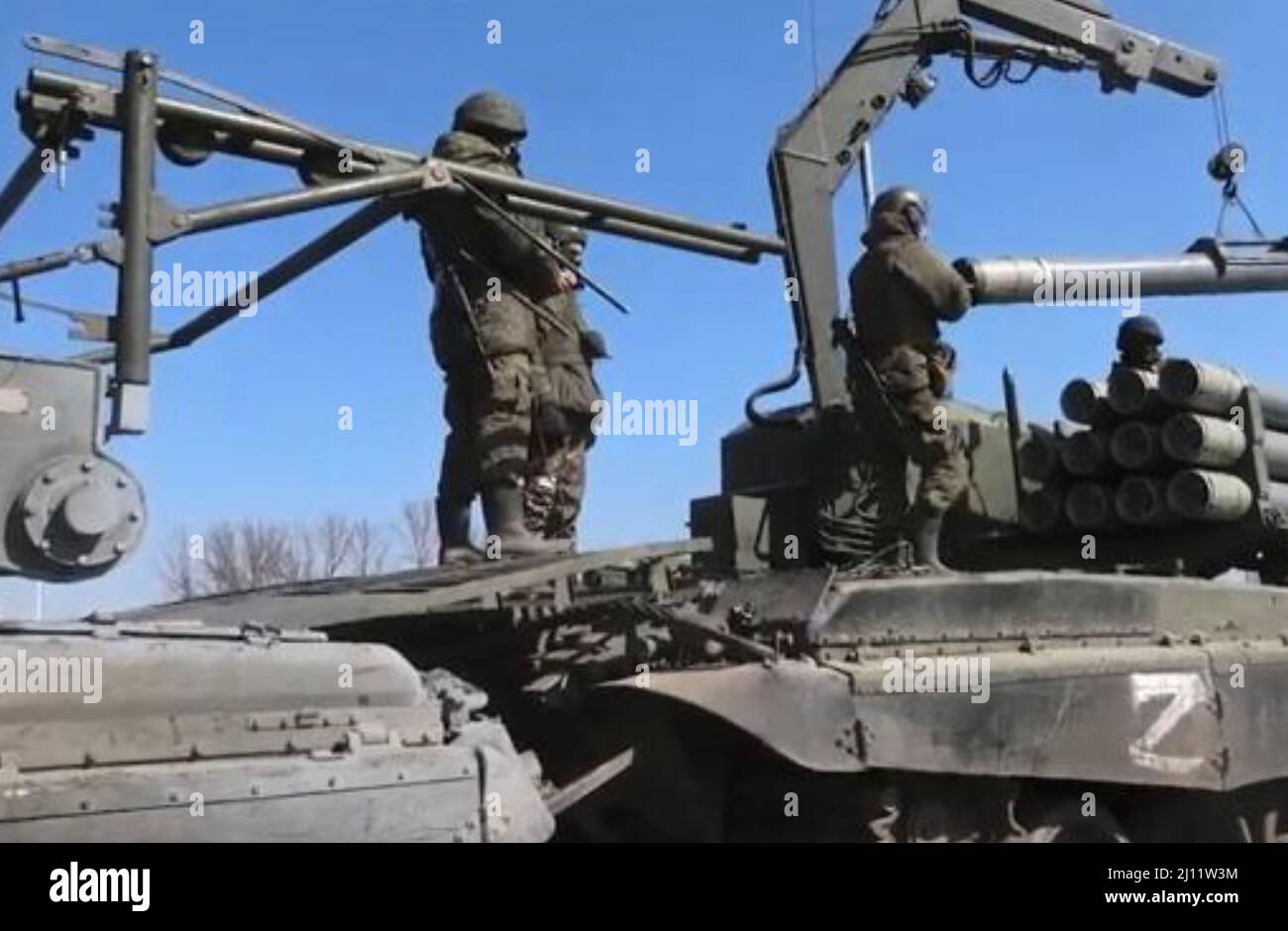 SLOADING MISSILI THERMOBARIC RUSSI in Ucraina nel marzo 2022. Foto: Twitter Foto Stock
