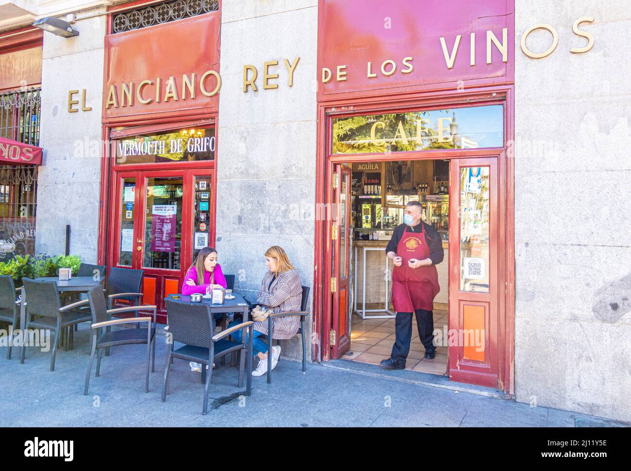 Ristorante El Anciano Rey de los Vinos taberna taverne a Centro, nel centro di Madrid, Spagna Foto Stock