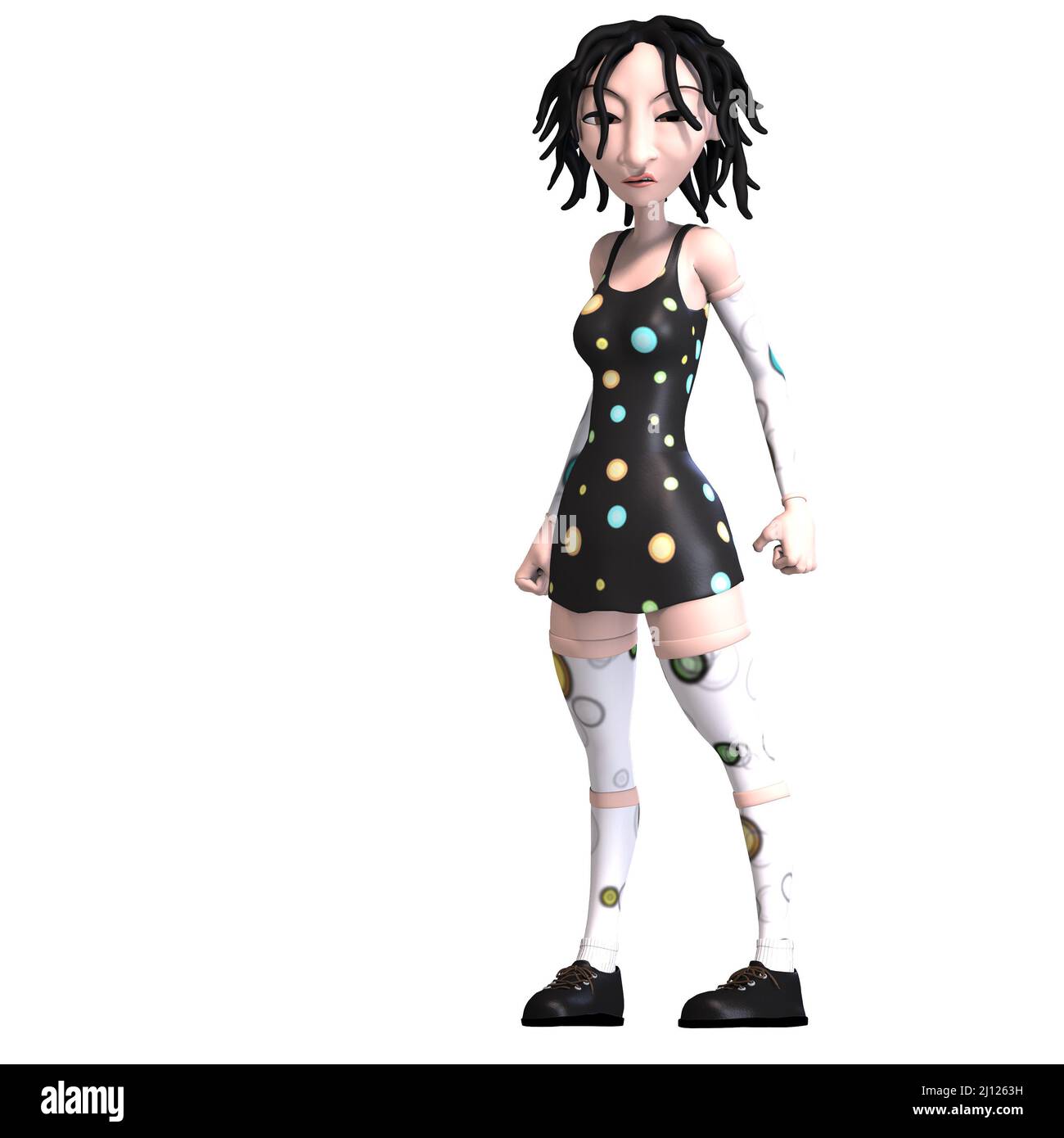 3D-illustrazione di una ragazza gotica carina e divertente toon Foto Stock