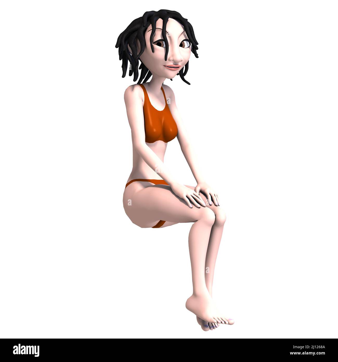 3D-illustrazione di una ragazza gotica carina e divertente toon Foto Stock