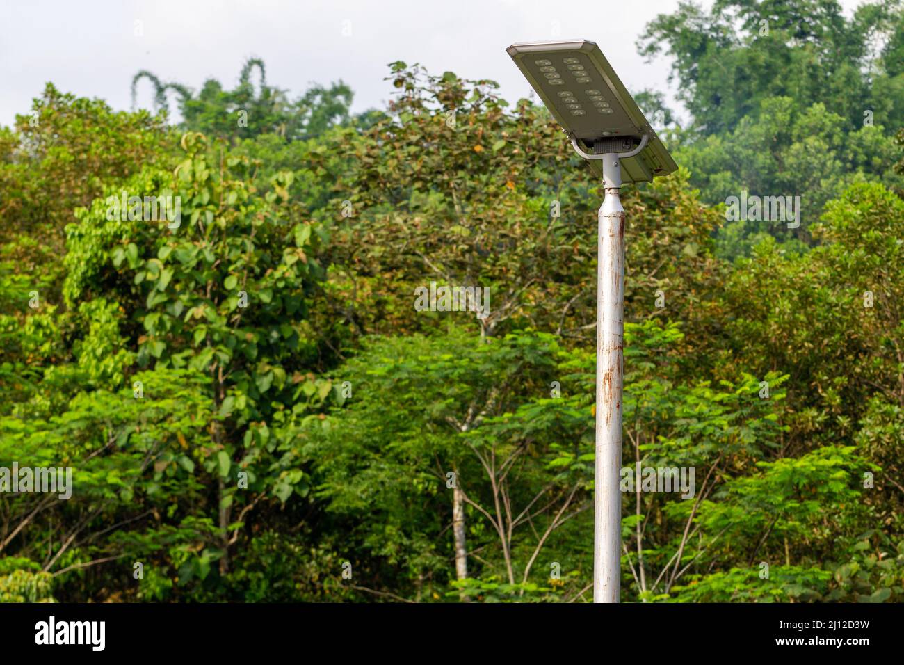 L'uso di pannelli solari per soddisfare le esigenze di energia elettrica in aree tropicali che hanno abbondante luce solare, conservazione delle risorse naturali Foto Stock
