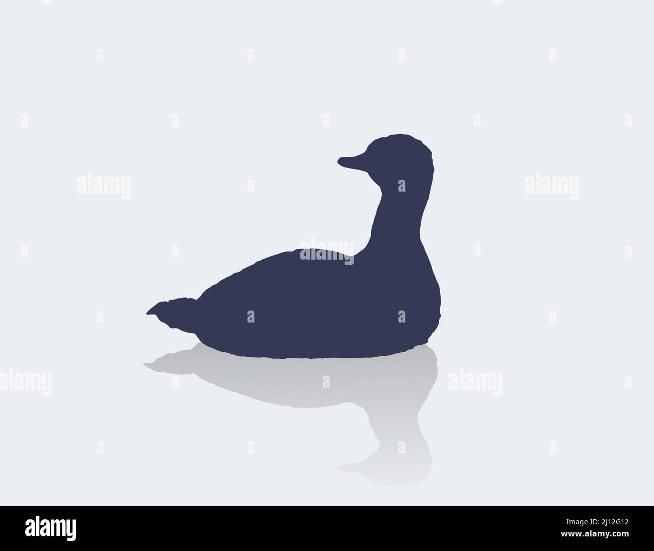 oca selvaggia su acqua calma, silhouette Illustrazione Vettoriale