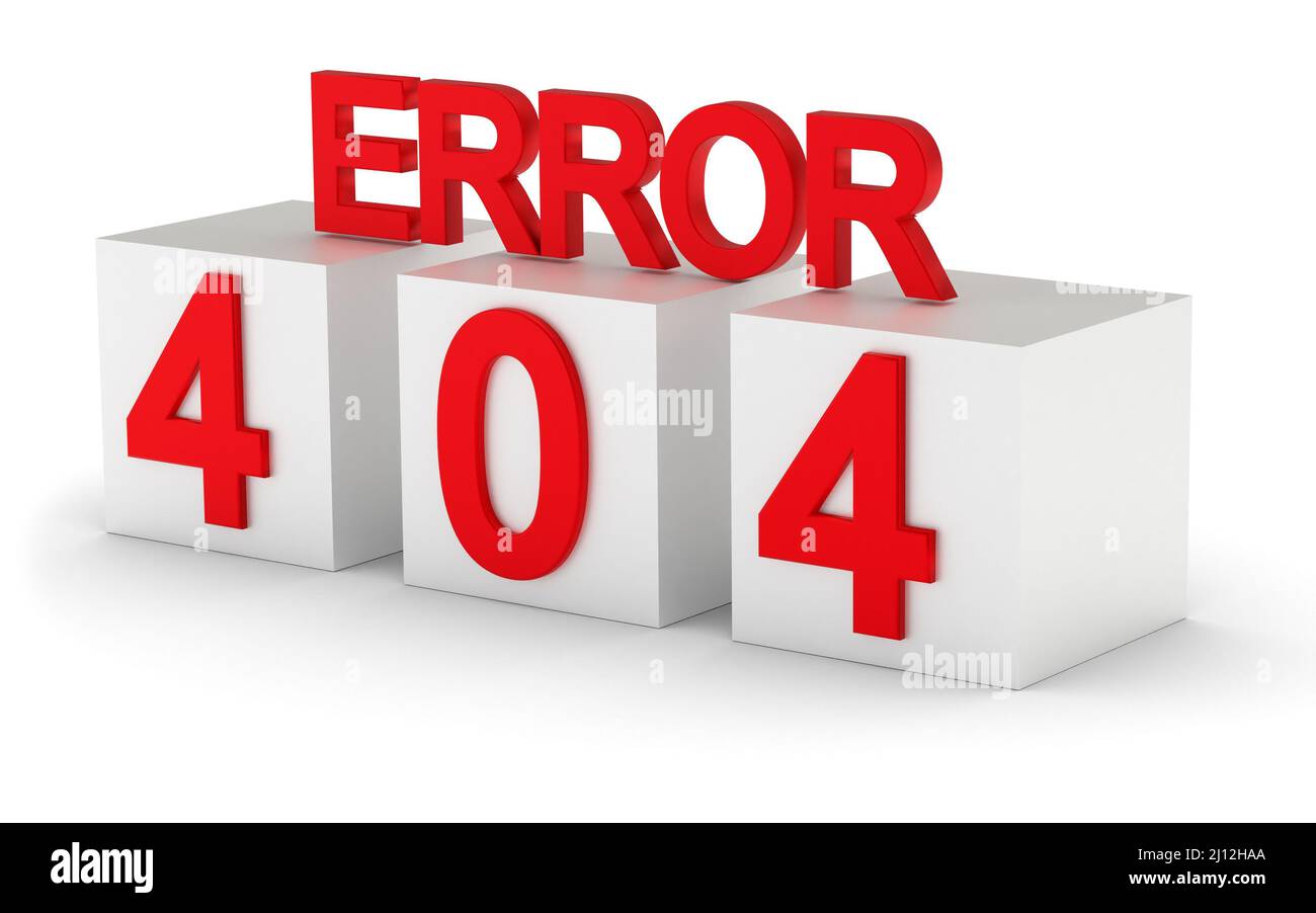 Errore 404 - pagina Web www non trovata. 3d rendering Foto Stock