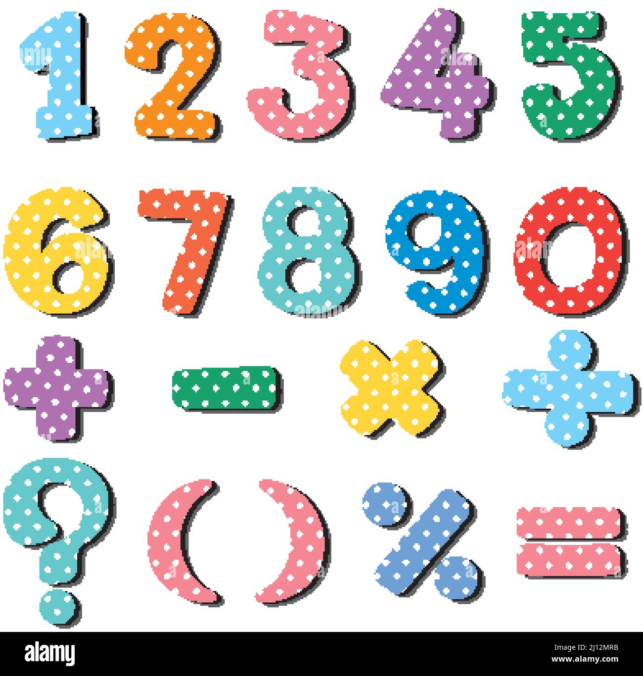 Un insieme di numeri e di icone matematiche indicativa a punti Illustrazione Vettoriale