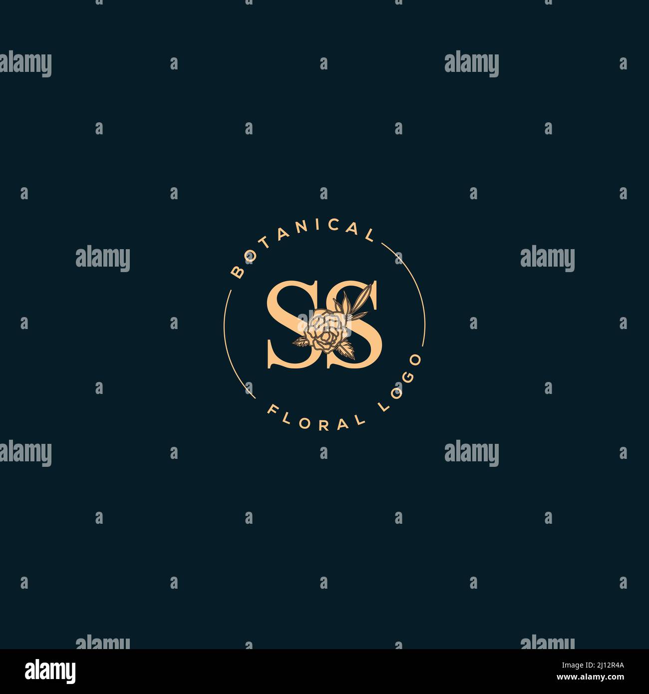 Monogramma e logo in SS floreale iniziale Vector Blooming Illustrazione Vettoriale