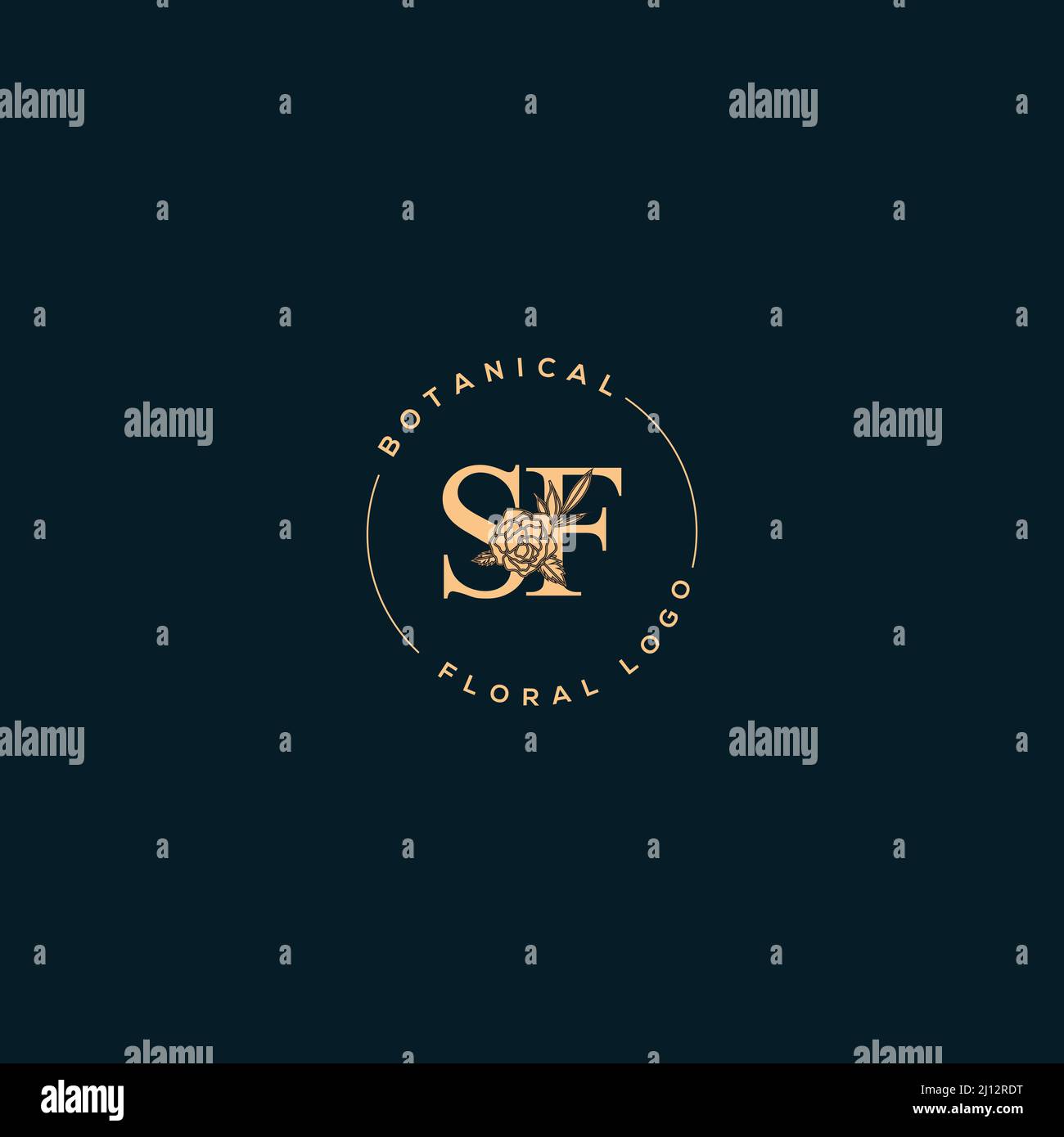 Monogramma e logo SF floreale iniziale Vector Blooming Illustrazione Vettoriale