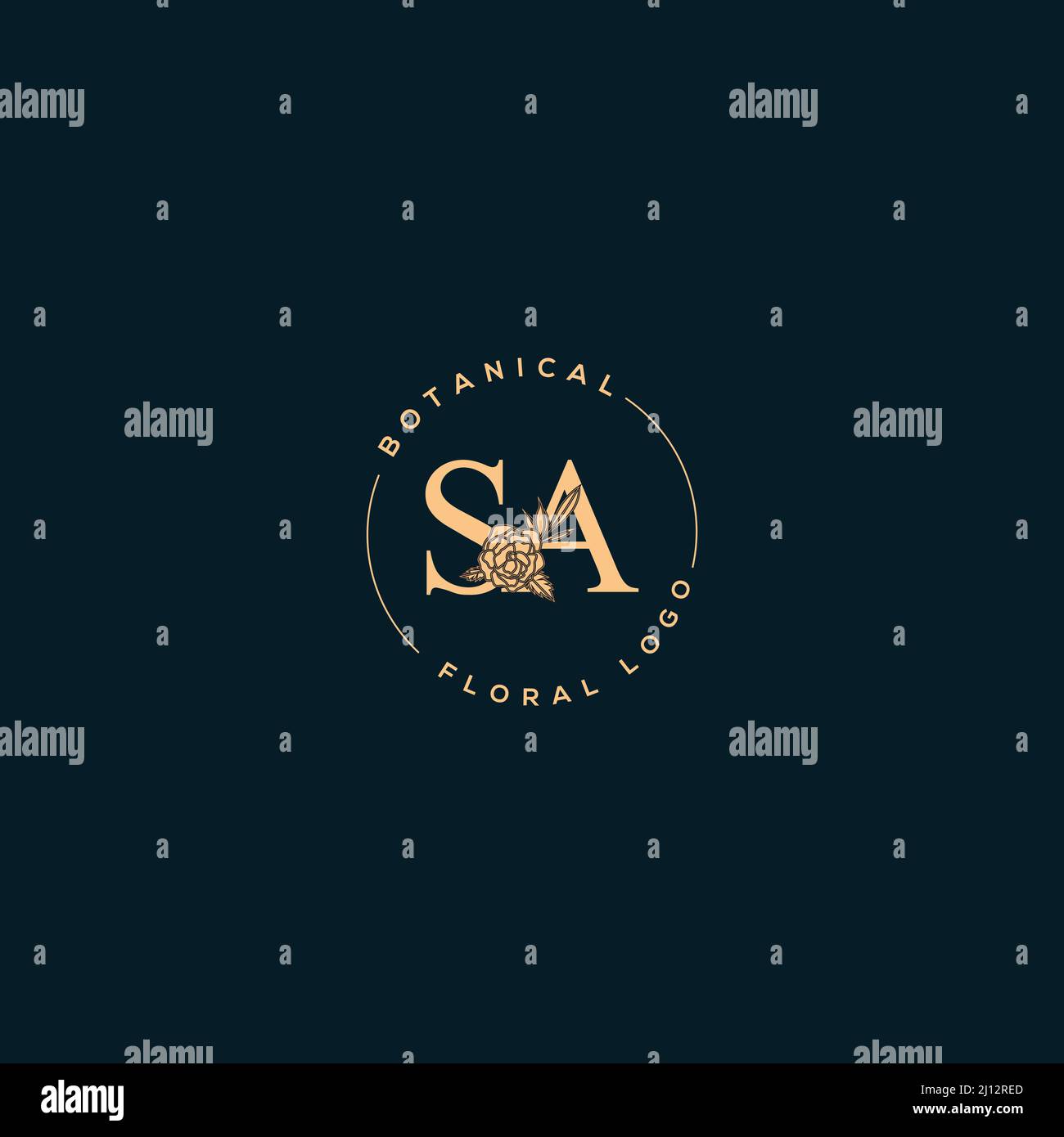 Monogramma e logo SA iniziale floreale Vector Blooming Illustrazione Vettoriale