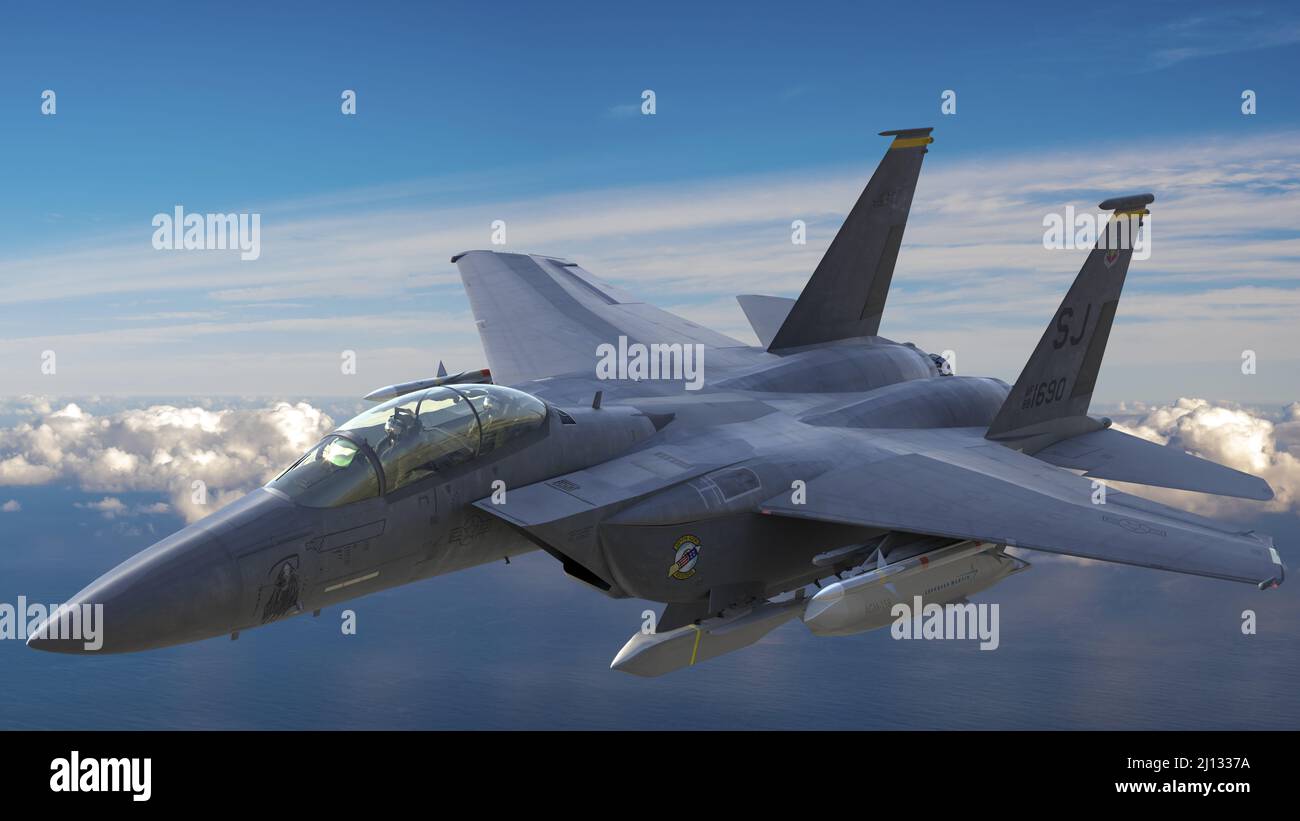 McDonnell Douglas F-15E Sciopero Eagle che porta il disarmo missile da crociera AGM-158 Jassm Foto Stock