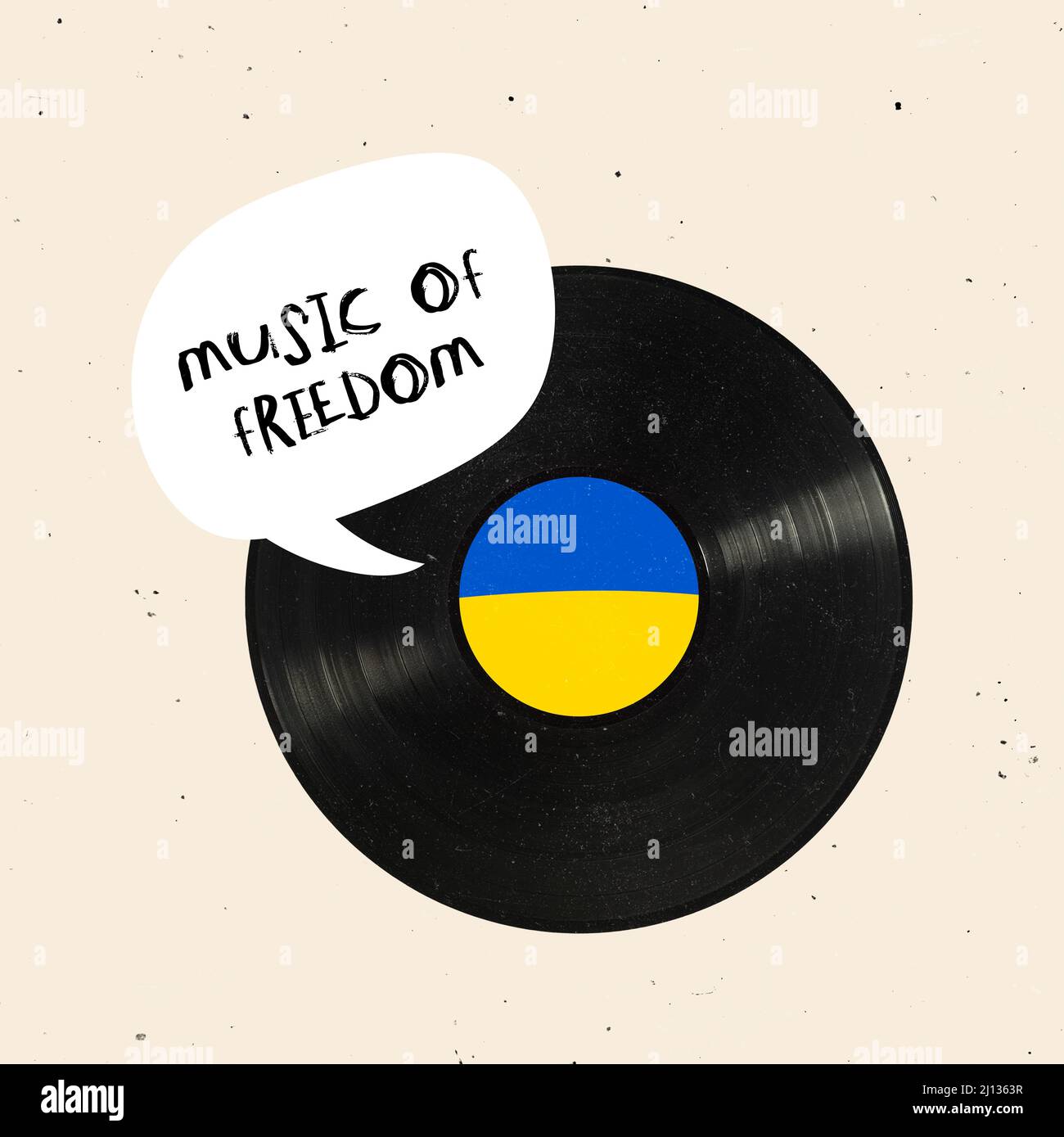 Immagine concettuale. Retro vinile registrazione di riproduzione di musica speciale di libertà ucraina. Vittoria dell'Ucraina Foto Stock