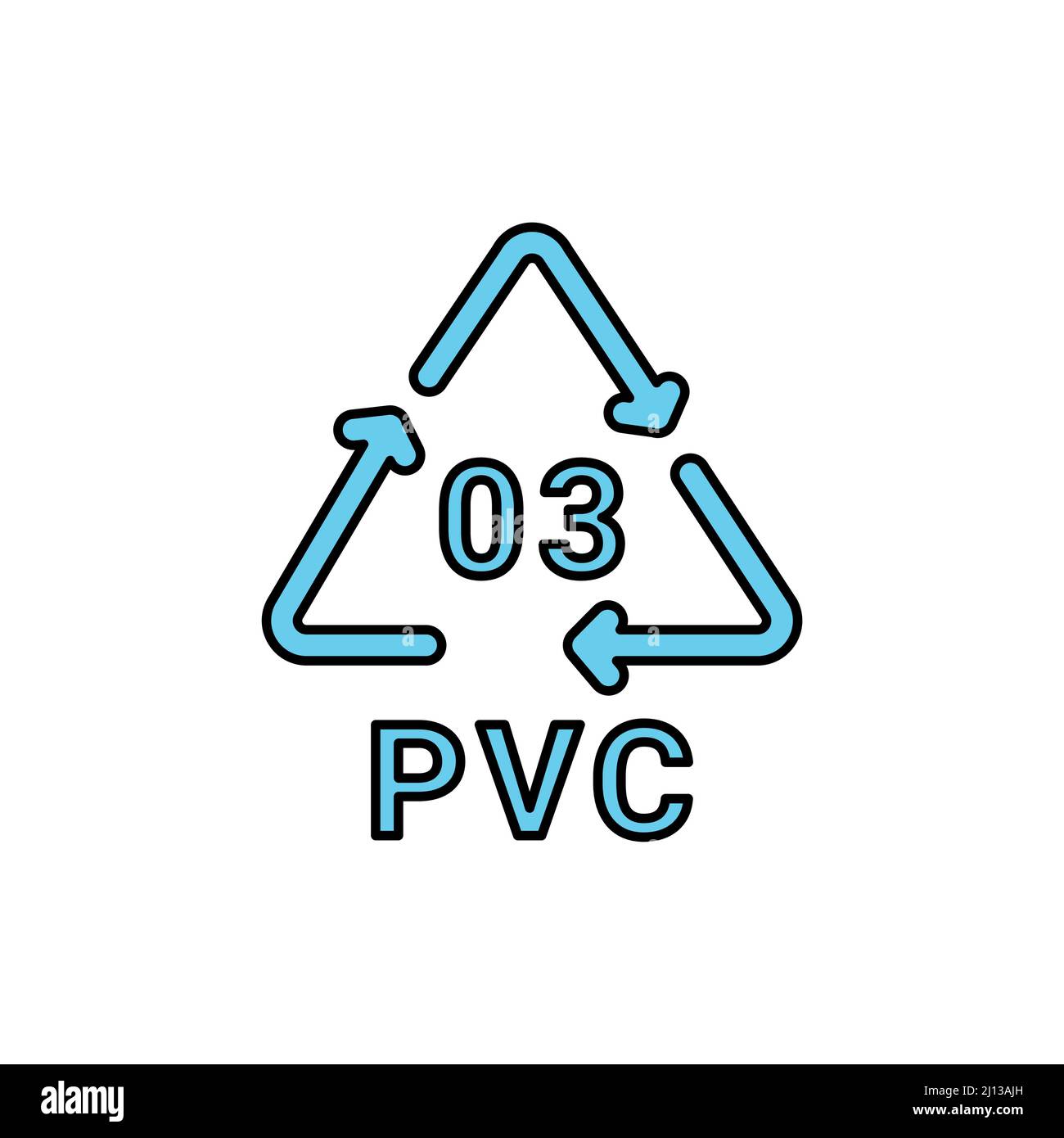 Codice di riciclaggio plastica icona linea PVC. Codice di consumo. Tratto modificabile. Illustrazione Vettoriale