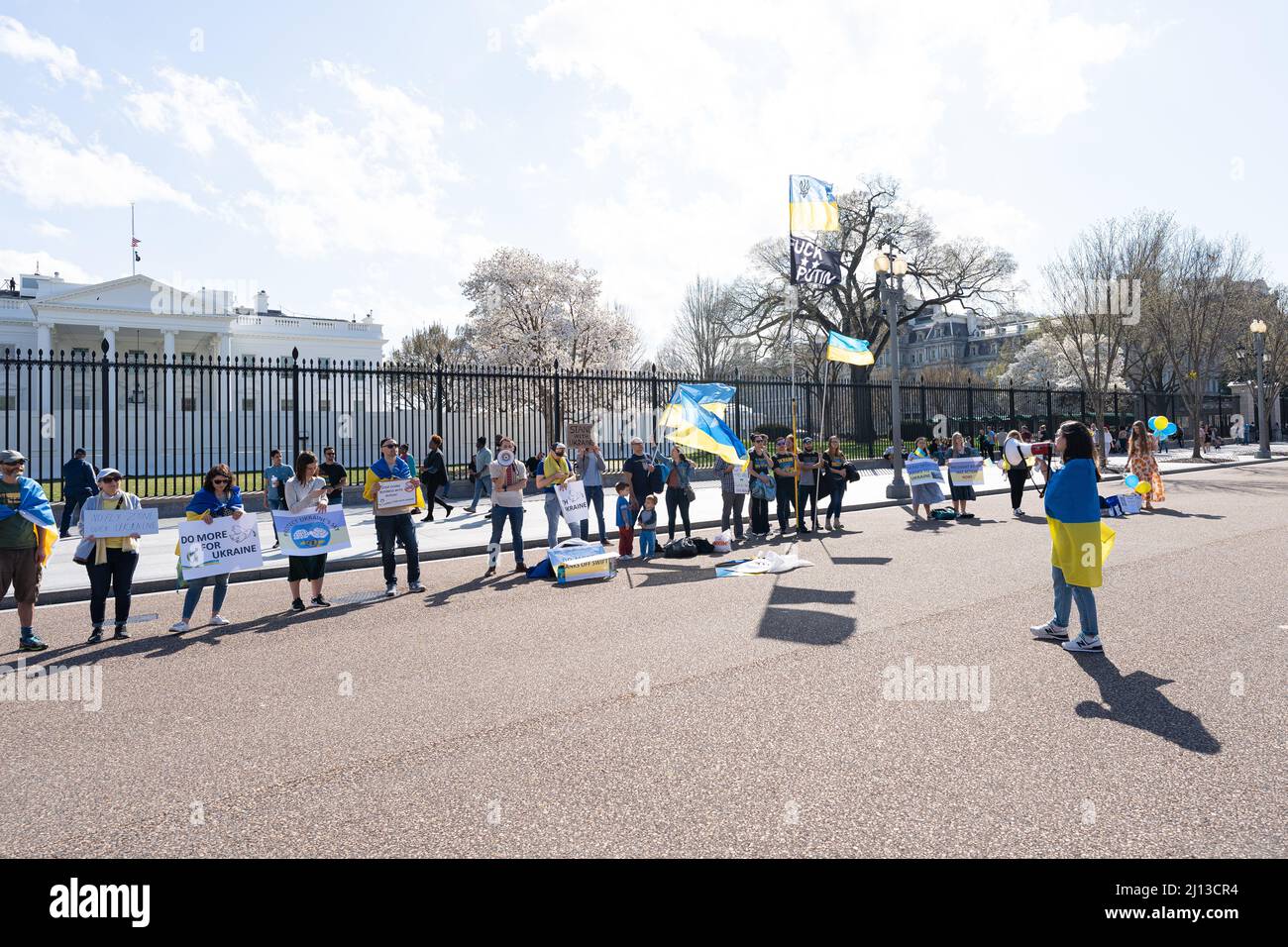 Manifestanti ucraini fuori dalla Casa Bianca Foto Stock