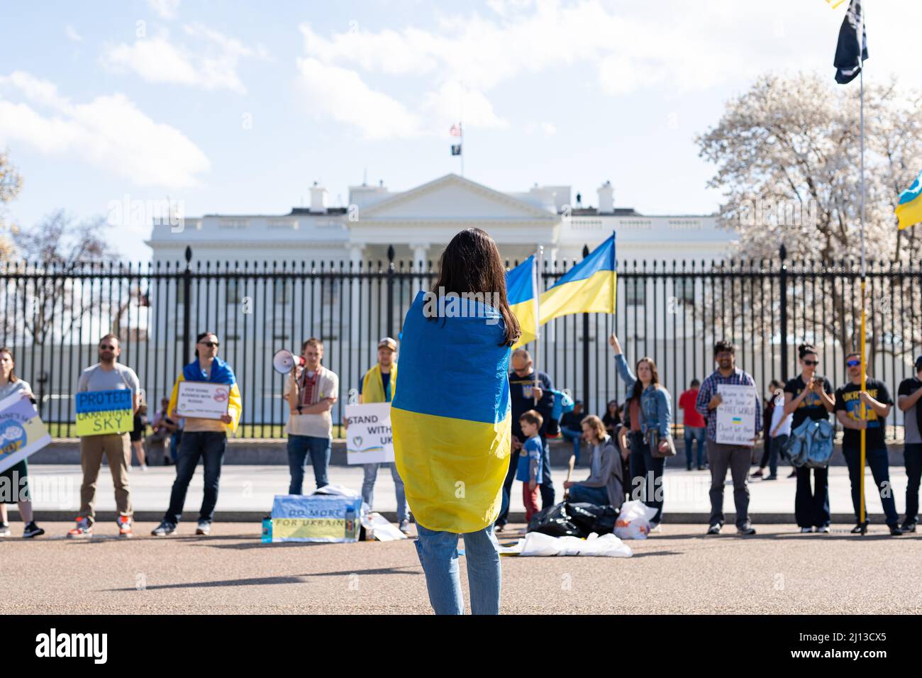 Manifestanti ucraini fuori dalla Casa Bianca Foto Stock