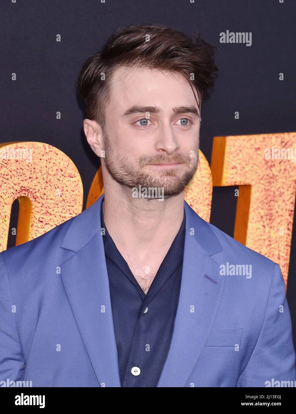 LOS ANGELES, CA - MARZO 21: Daniel Radcliffe partecipa alla prima di Los Angeles di Paramount Pictures' 'The Lost City' al Regency Village Theatre di Mar Foto Stock